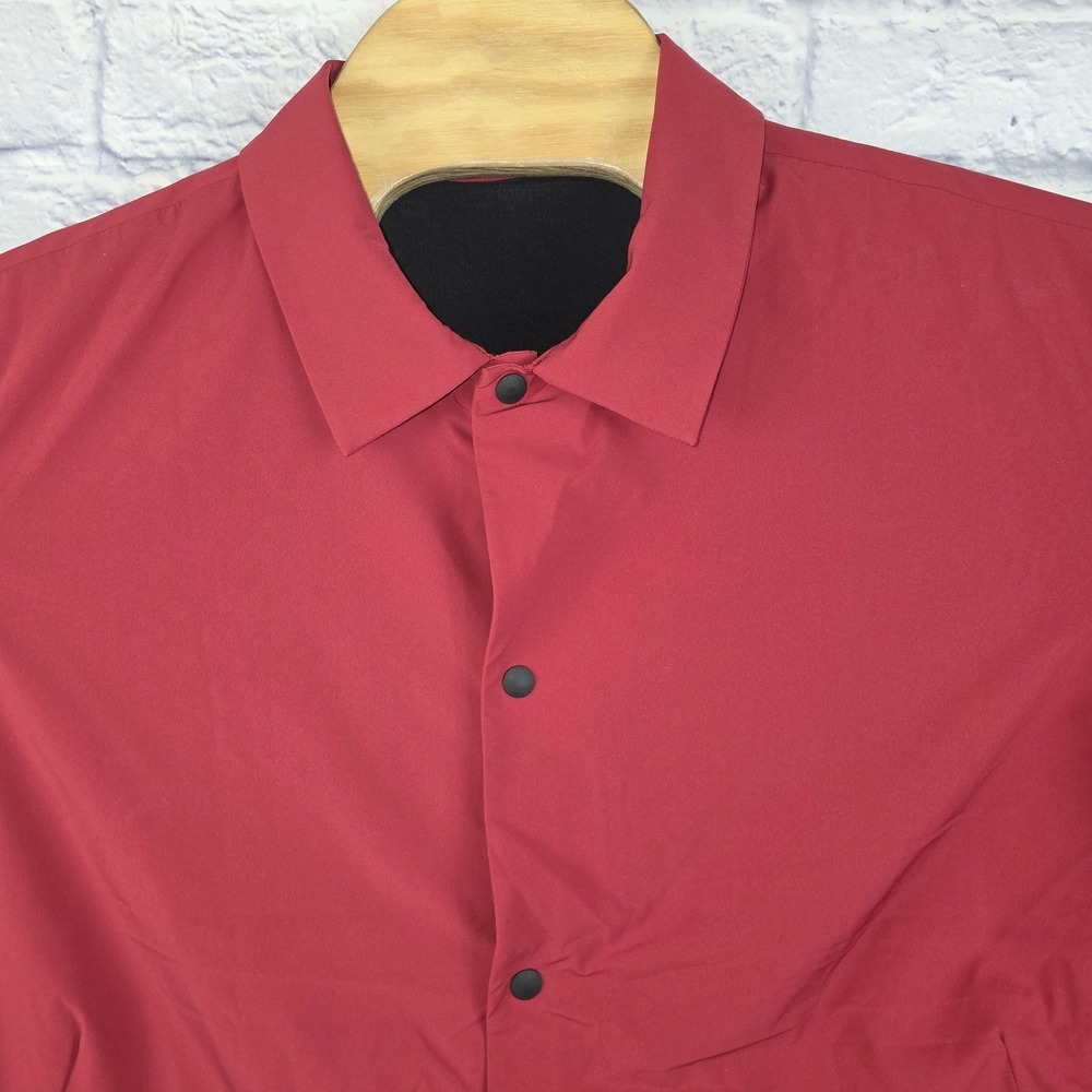 Lululemon Coaches Jacket Men Red Snap Front Lightweight Vented Performance Sz XL